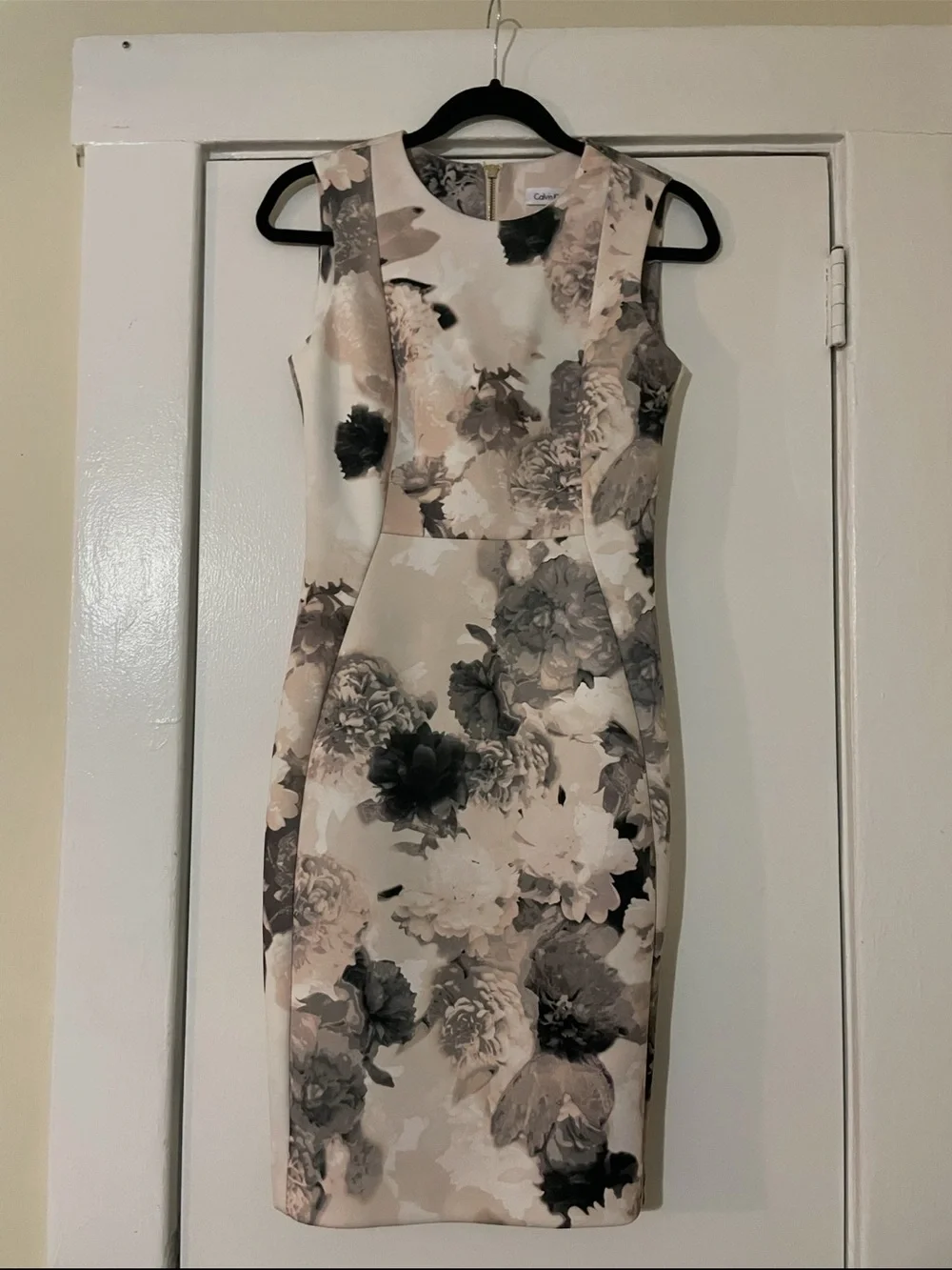 Calvin Klein Neutral Floral Midi Sheath Dress size 4